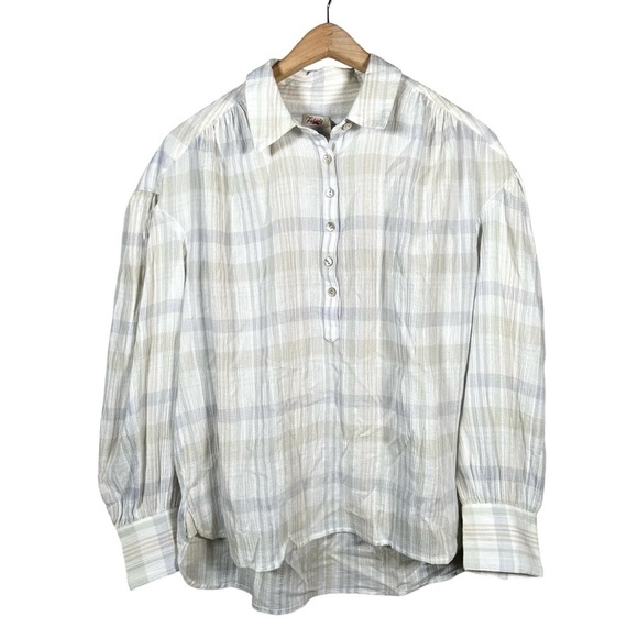 FAHERTY Olli Gauze Organic Cotton Top in Atwood Plaid - Picture 12 of 13
